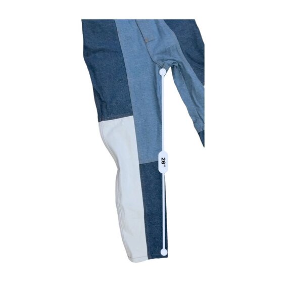 Farm Rio Womens Patchwork Denim Jumpsuit Size 25 Colorblock Design NWT - Picture 3 of 9